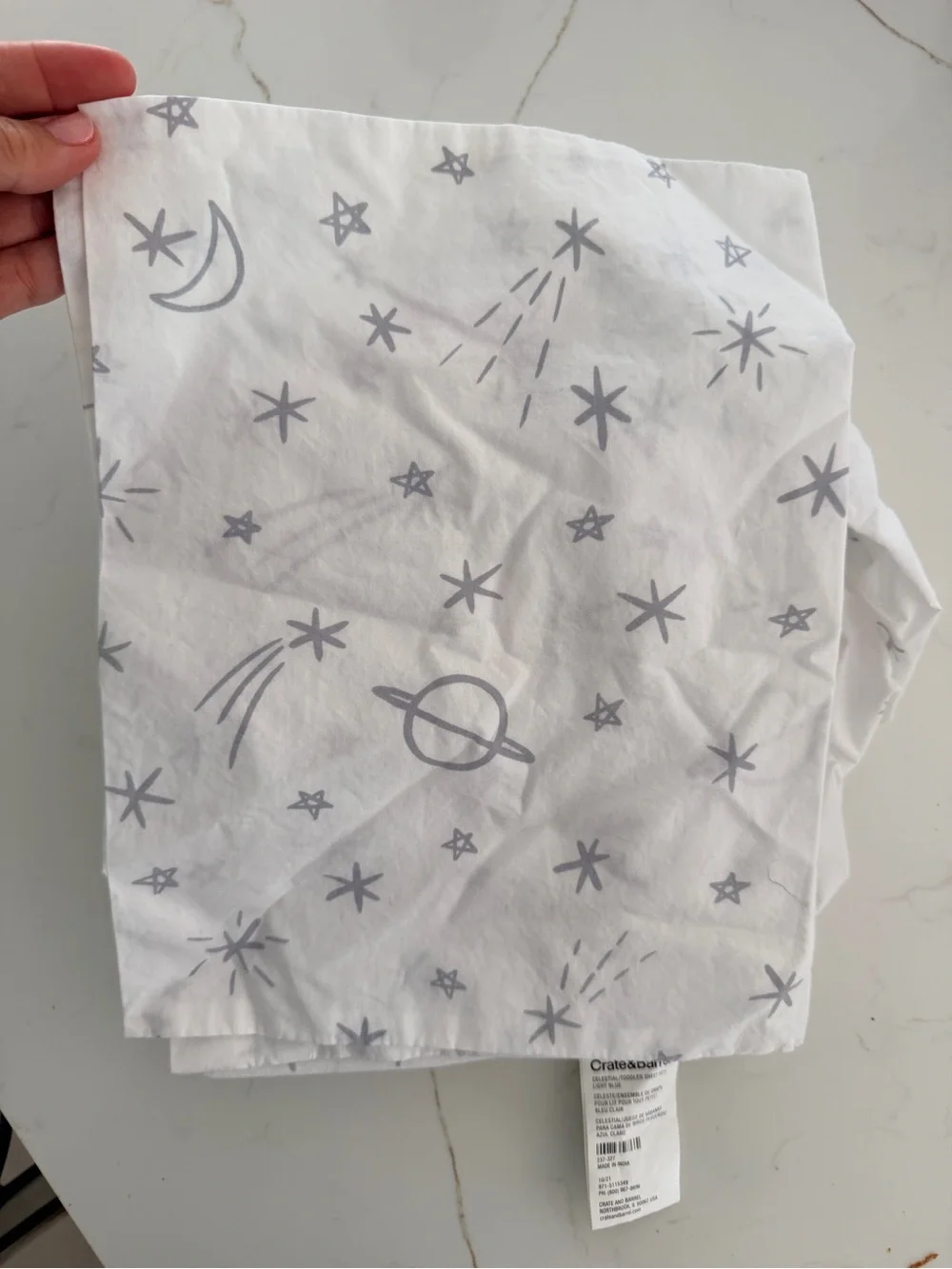 Crate&Barrel Celestial Crib Sheet Set in Light Gray (crib size)